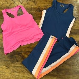 Lilly Pulitzer Vanti Tank w High Rise Weekender Leggings Set & Charalee Tank SzS